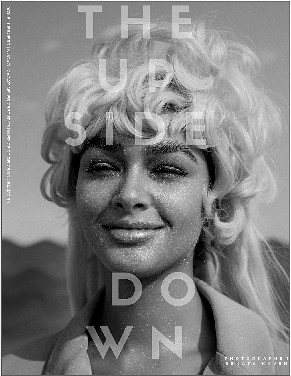 Black and white beauty portrait with bleached hair